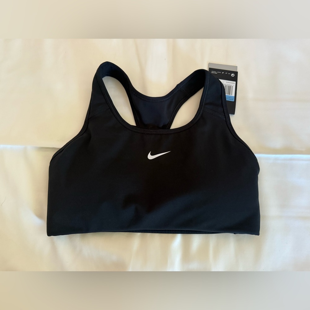 NWT Nike Court Black Dri Fit Swoosh Sports Bra M
